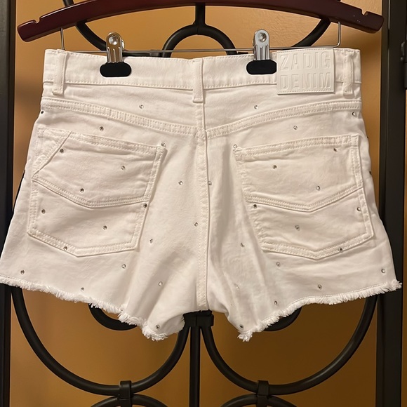 ZADIG & VOLTAIRE Storm Crystal-embellished Mid-Rise Jean Shorts - Picture 3 of 9